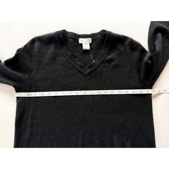 NWT Oats Cashmere by Debra Hayburn Kendra Too V-Neck Hi-Lo Sweater in Black M - Picture 8 of 9